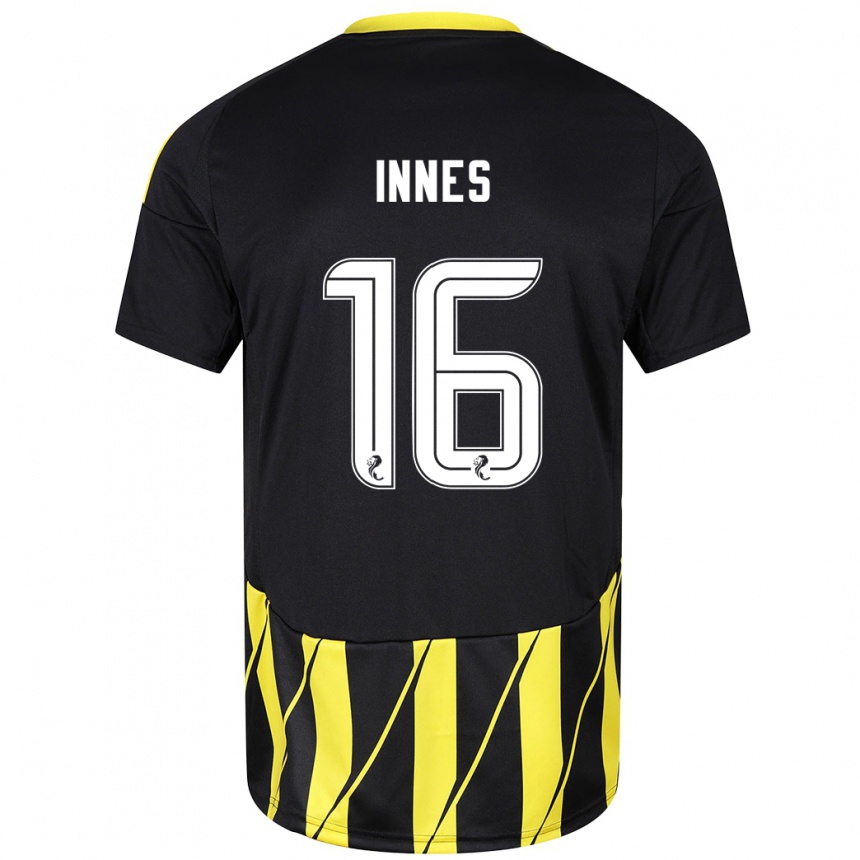 Men Football Hannah Innes #16 Black Yellow Away Jersey 2024/25 T-Shirt Uk