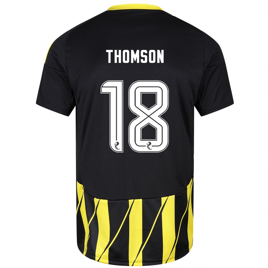 Men Football Eva Thomson #18 Black Yellow Away Jersey 2024/25 T-Shirt Uk