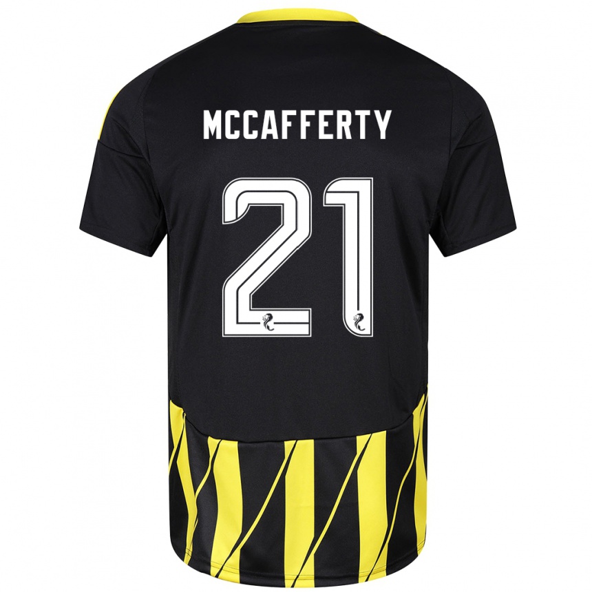 Men Football Eirinn Mccafferty #21 Black Yellow Away Jersey 2024/25 T-Shirt Uk