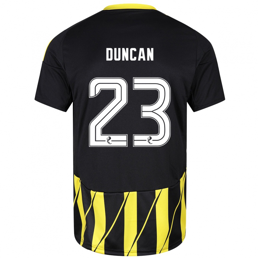 Men Football Ryan Duncan #23 Black Yellow Away Jersey 2024/25 T-Shirt Uk