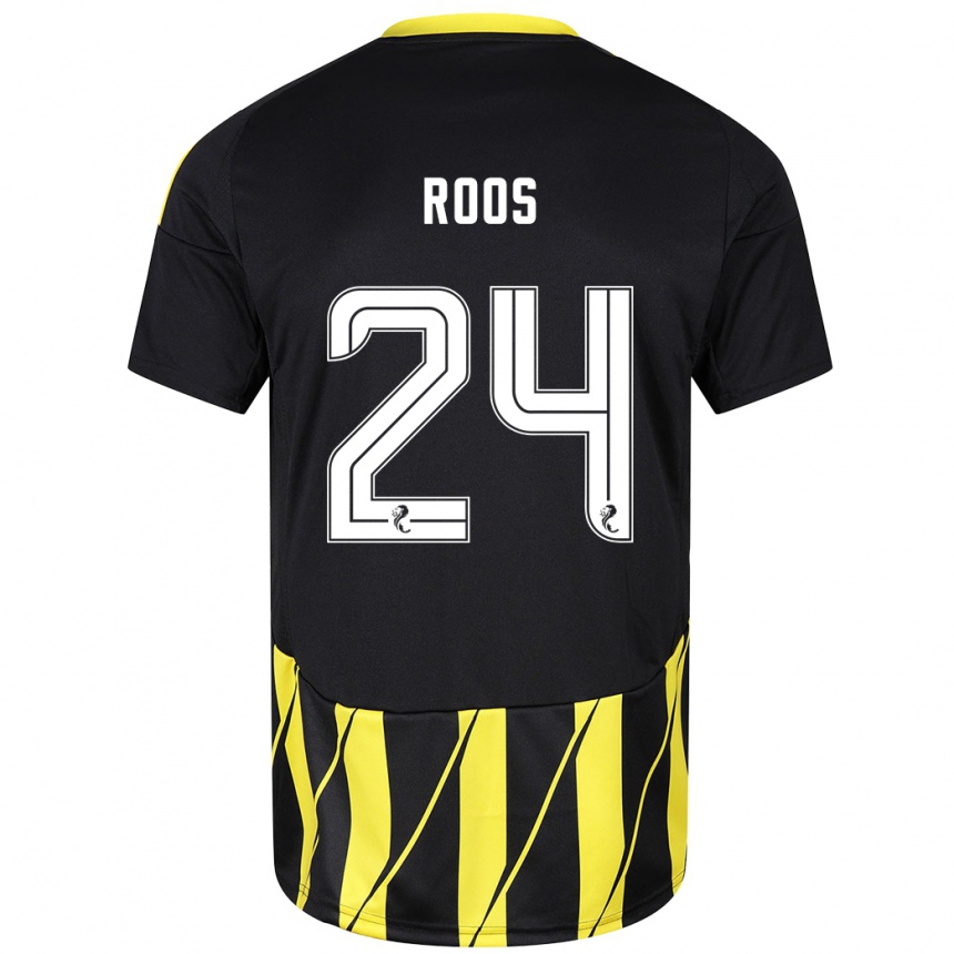 Men Football Kelle Roos #24 Black Yellow Away Jersey 2024/25 T-Shirt Uk