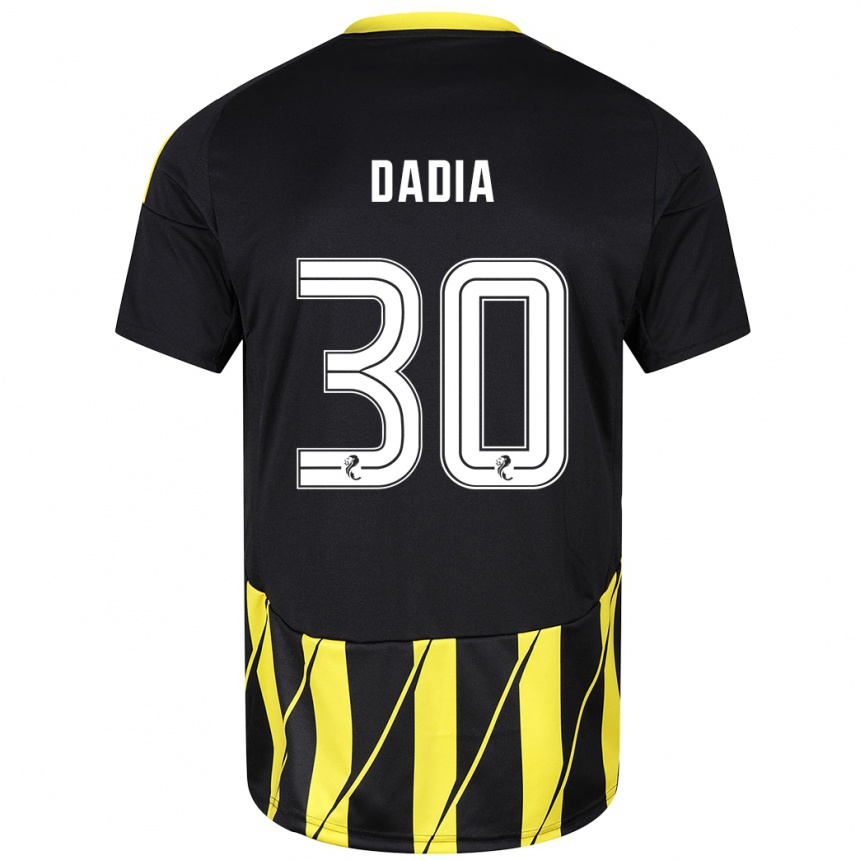 Men Football Or Dadia #30 Black Yellow Away Jersey 2024/25 T-Shirt Uk