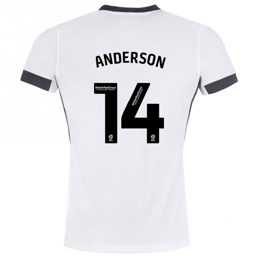 Men Football Keshi Anderson #14 White Black Away Jersey 2024/25 T-Shirt Uk