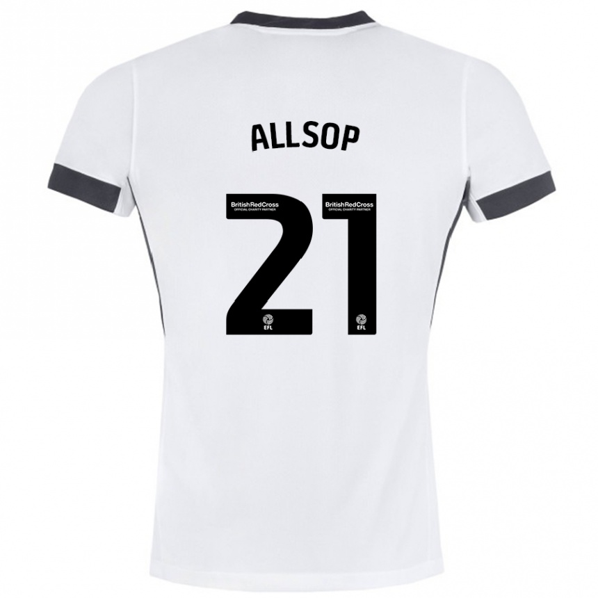 Men Football Ryan Allsop #21 White Black Away Jersey 2024/25 T-Shirt Uk