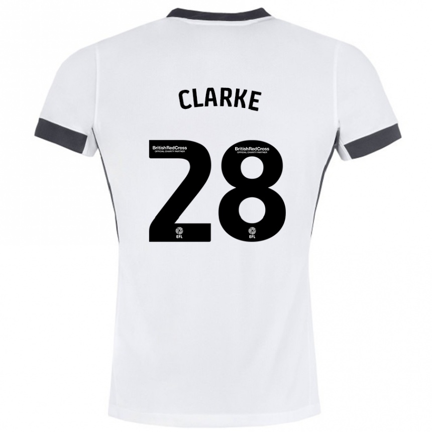 Men Football Charlotte Clarke #28 White Black Away Jersey 2024/25 T-Shirt Uk