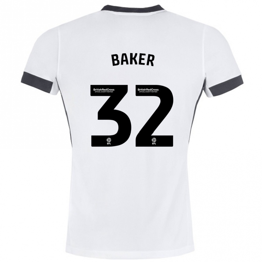 Men Football Ava Baker #32 White Black Away Jersey 2024/25 T-Shirt Uk