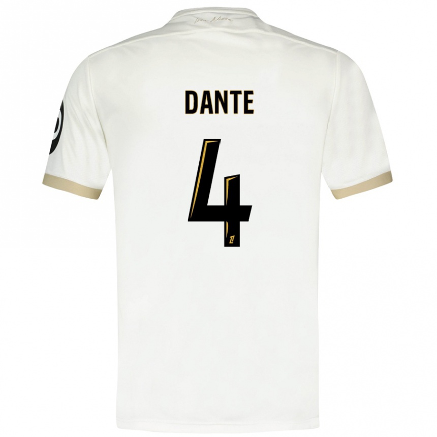 Men Football Dante #4 White Gold Away Jersey 2024/25 T-Shirt Uk