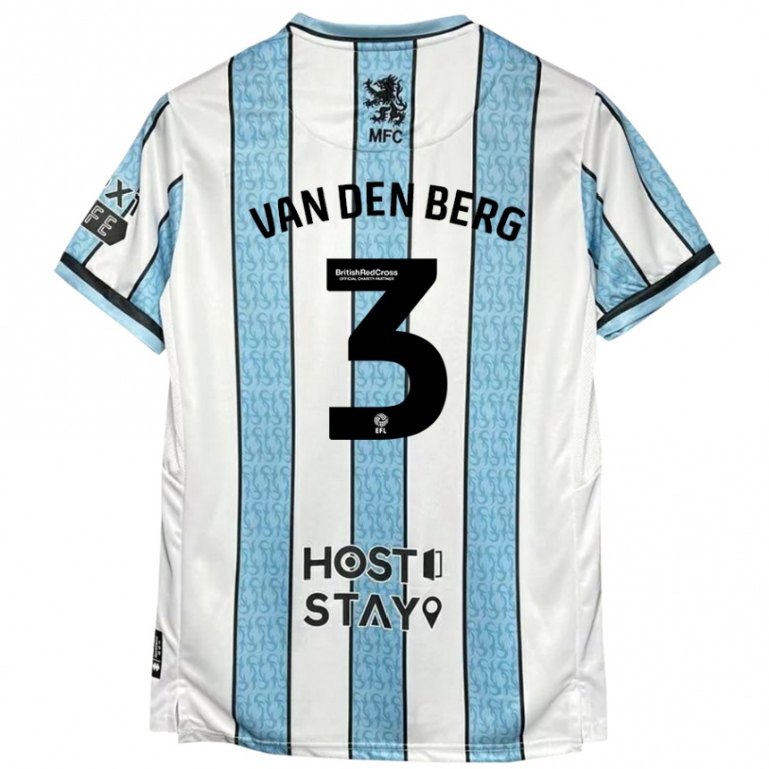 Men Football Rav Van Den Berg #3 White Blue Away Jersey 2024/25 T-Shirt Uk