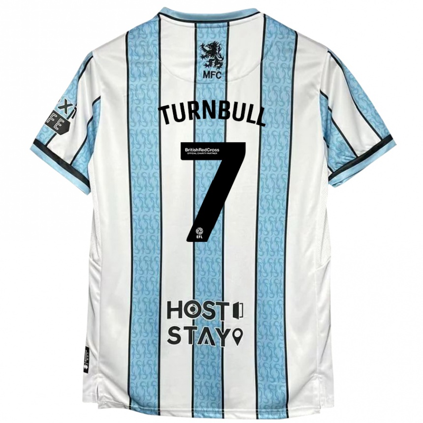 Men Football Ellen Turnbull #7 White Blue Away Jersey 2024/25 T-Shirt Uk