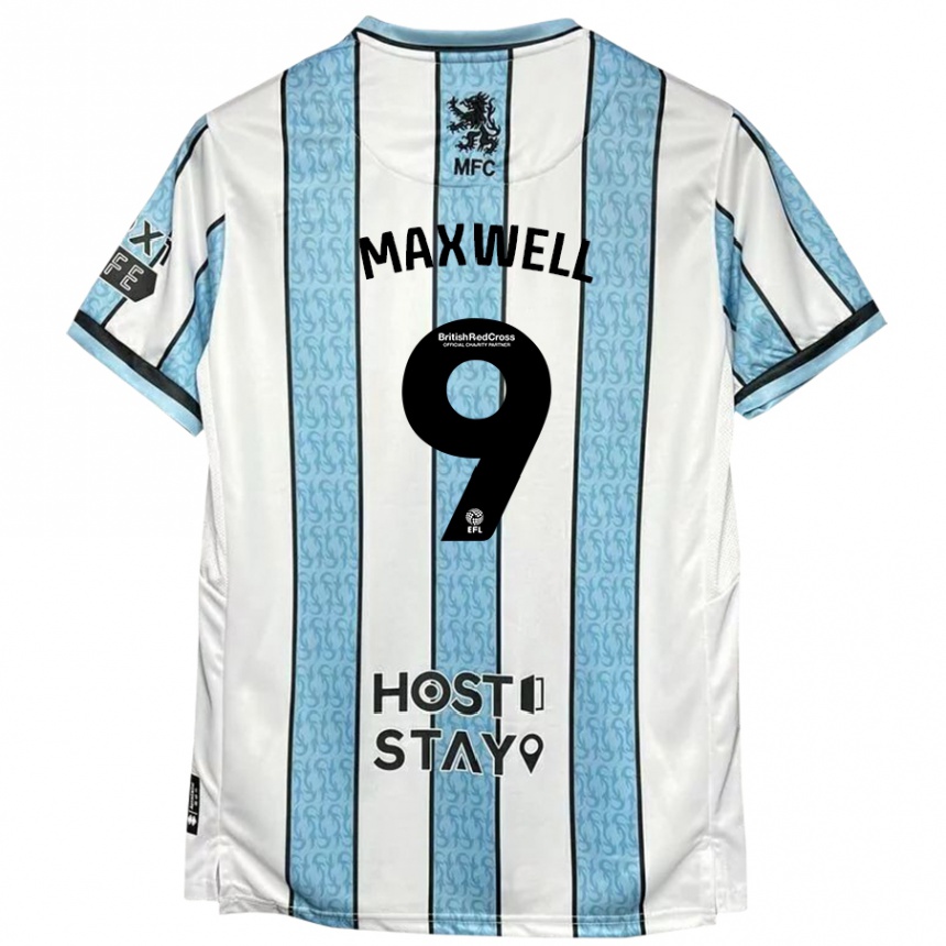 Men Football Armani Maxwell #9 White Blue Away Jersey 2024/25 T-Shirt Uk