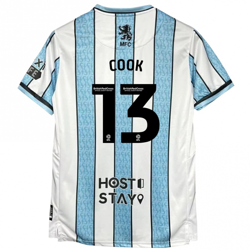 Men Football Ruby Cook #13 White Blue Away Jersey 2024/25 T-Shirt Uk