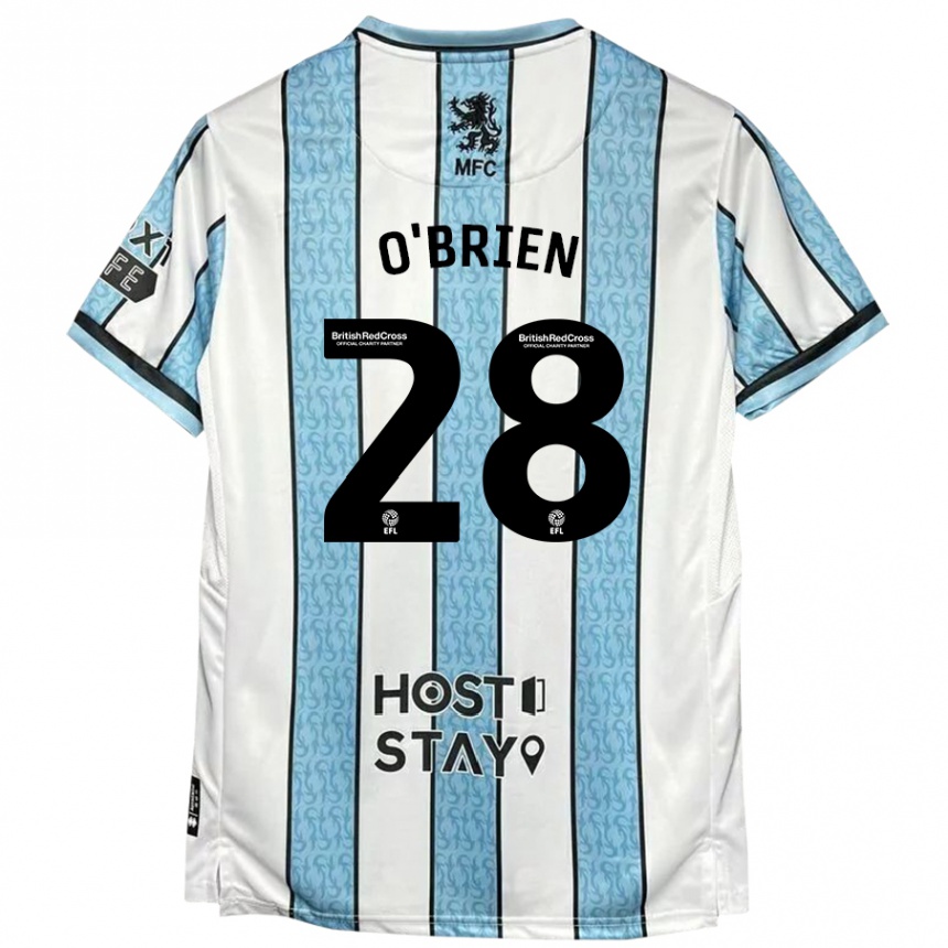 Men Football Lewis O'brien #28 White Blue Away Jersey 2024/25 T-Shirt Uk