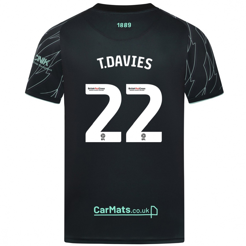 Men Football Tom Davies #22 Black Green Away Jersey 2024/25 T-Shirt Uk