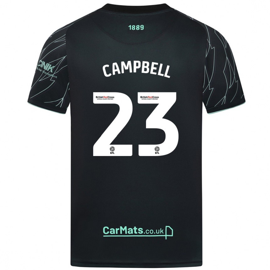 Men Football Tyrese Campbell #23 Black Green Away Jersey 2024/25 T-Shirt Uk