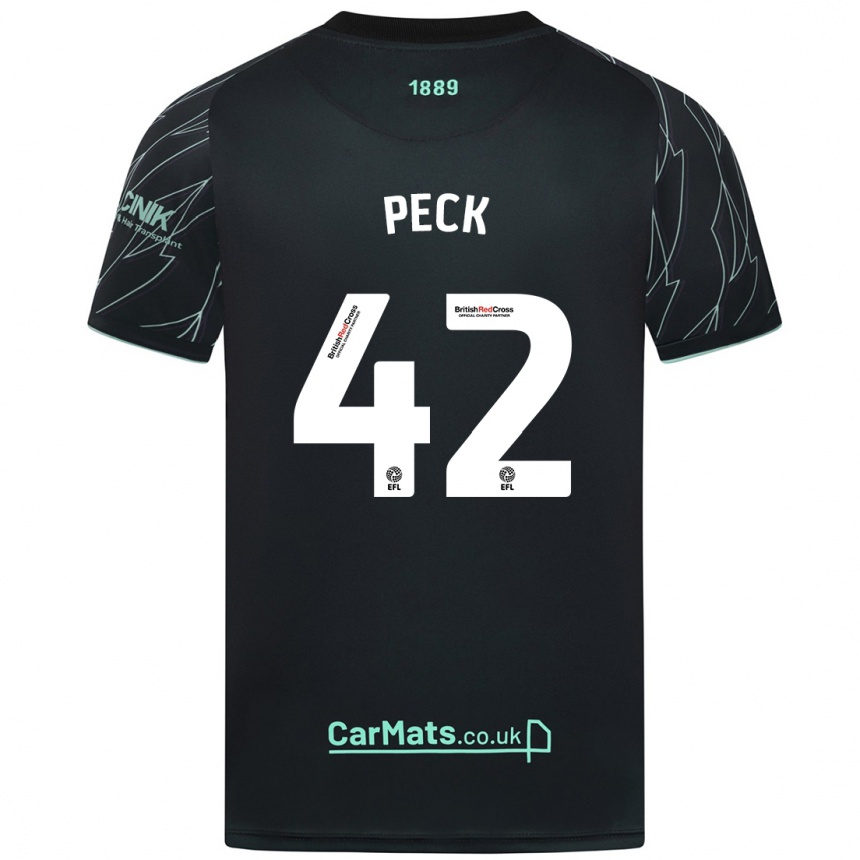 Men Football Sydie Peck #42 Black Green Away Jersey 2024/25 T-Shirt Uk