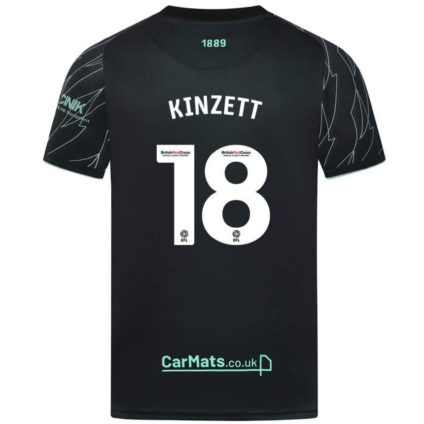 Men Football Ella Kinzett #18 Black Green Away Jersey 2024/25 T-Shirt Uk