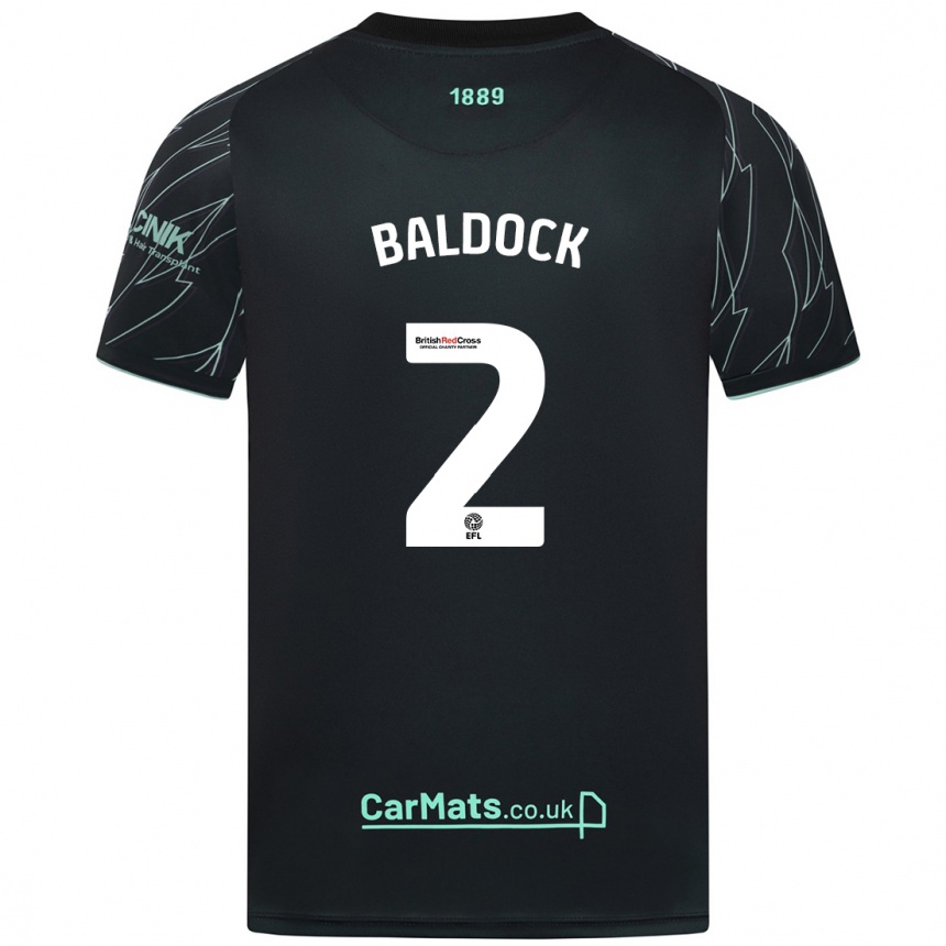 Men Football George Baldock #2 Black Green Away Jersey 2024/25 T-Shirt Uk