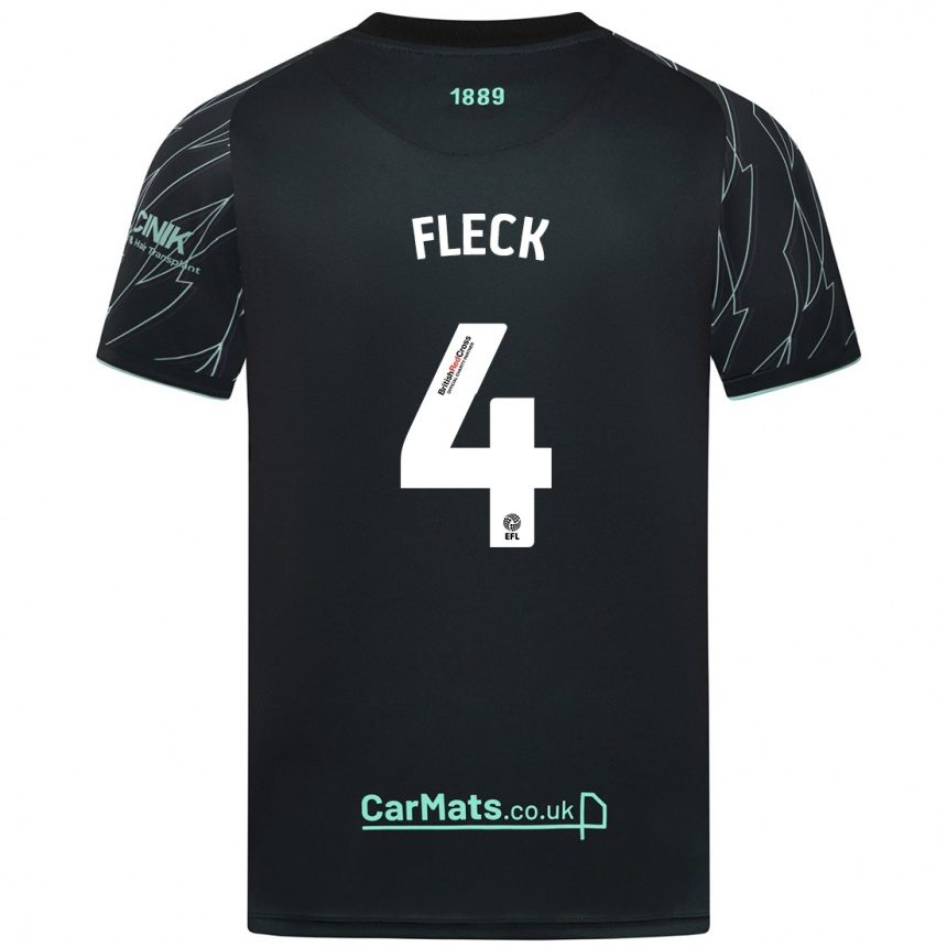 Men Football John Fleck #4 Black Green Away Jersey 2024/25 T-Shirt Uk