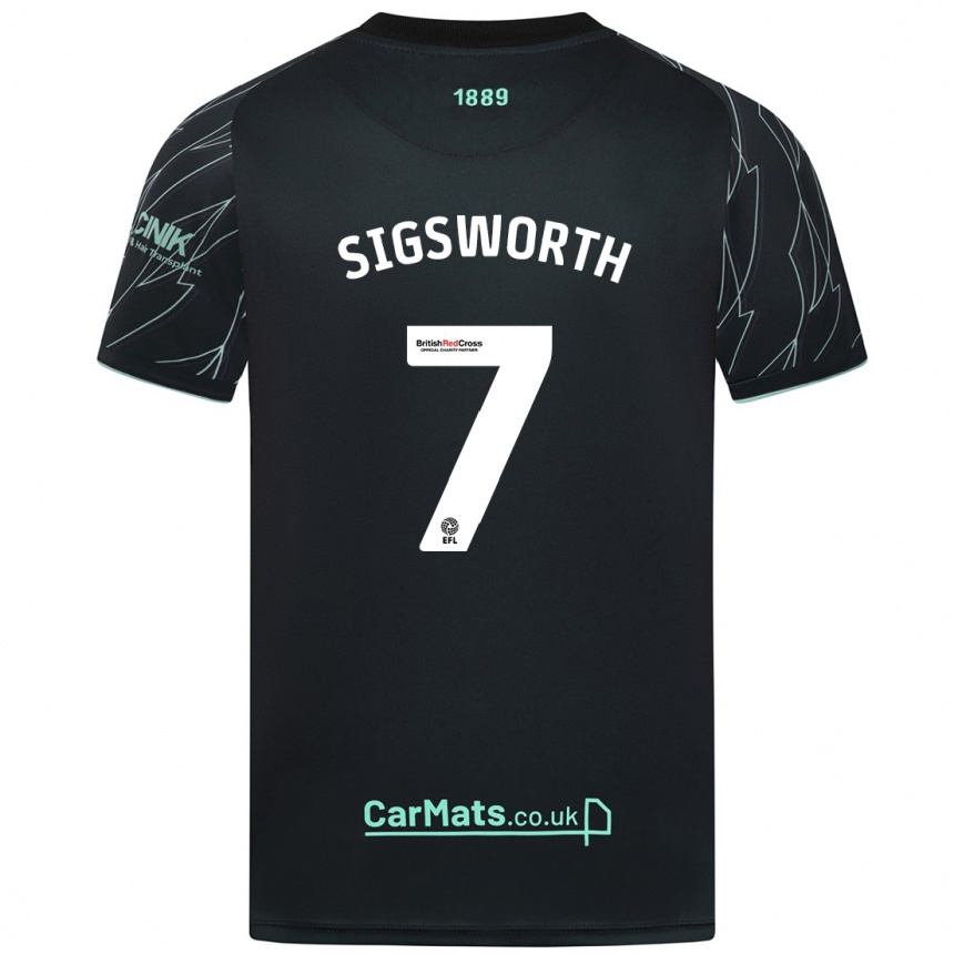 Men Football Jess Sigsworth #7 Black Green Away Jersey 2024/25 T-Shirt Uk