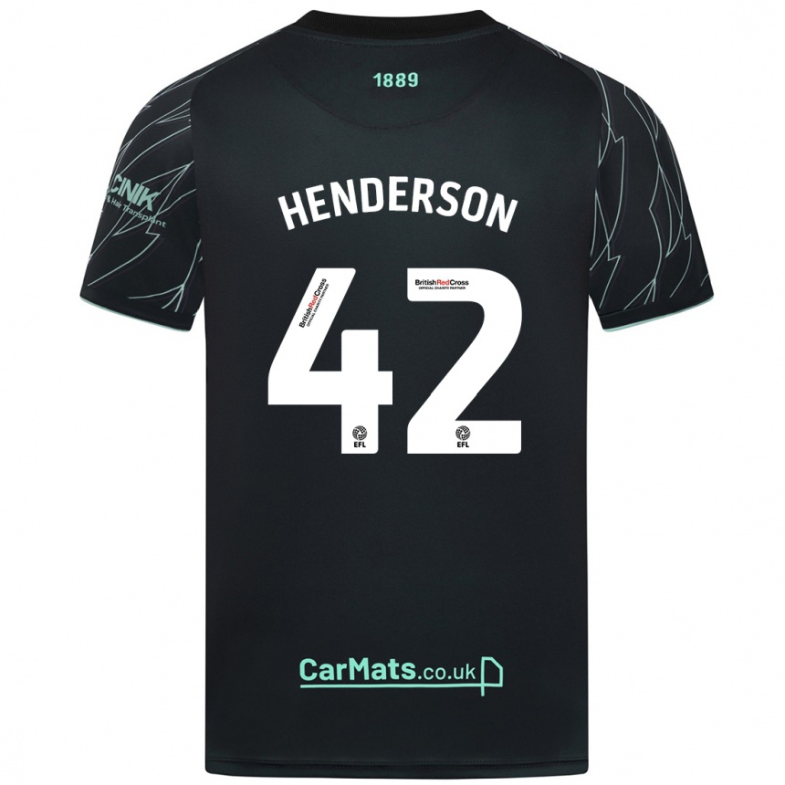 Men Football Peyton Henderson #42 Black Green Away Jersey 2024/25 T-Shirt Uk