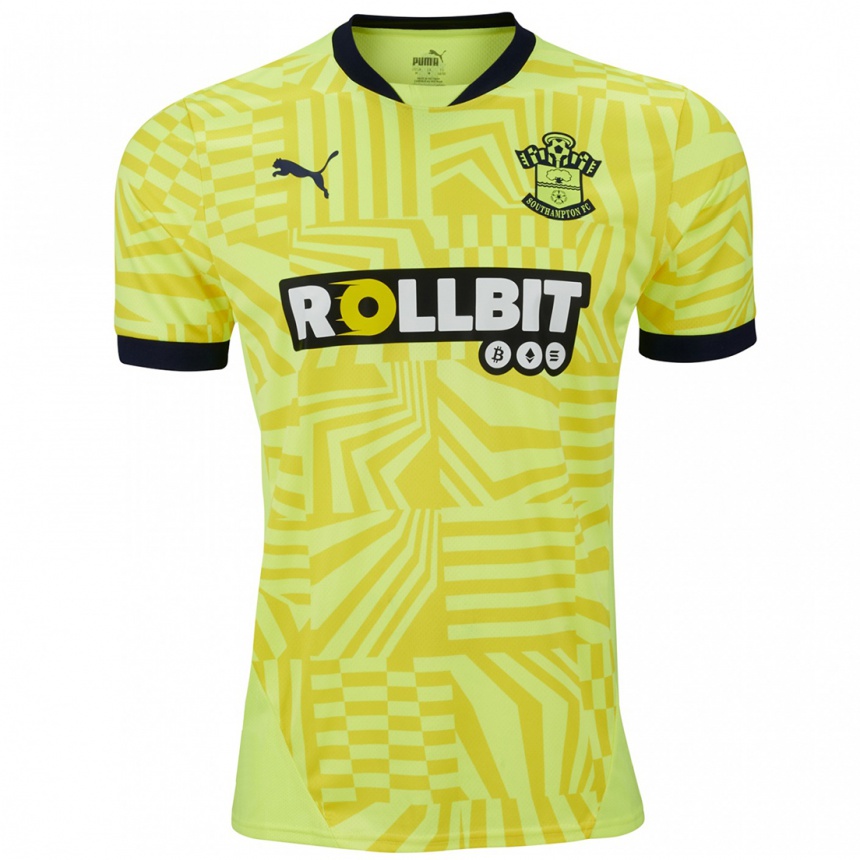 Men Football Your Name #0 Yellow Away Jersey 2024/25 T-Shirt Uk