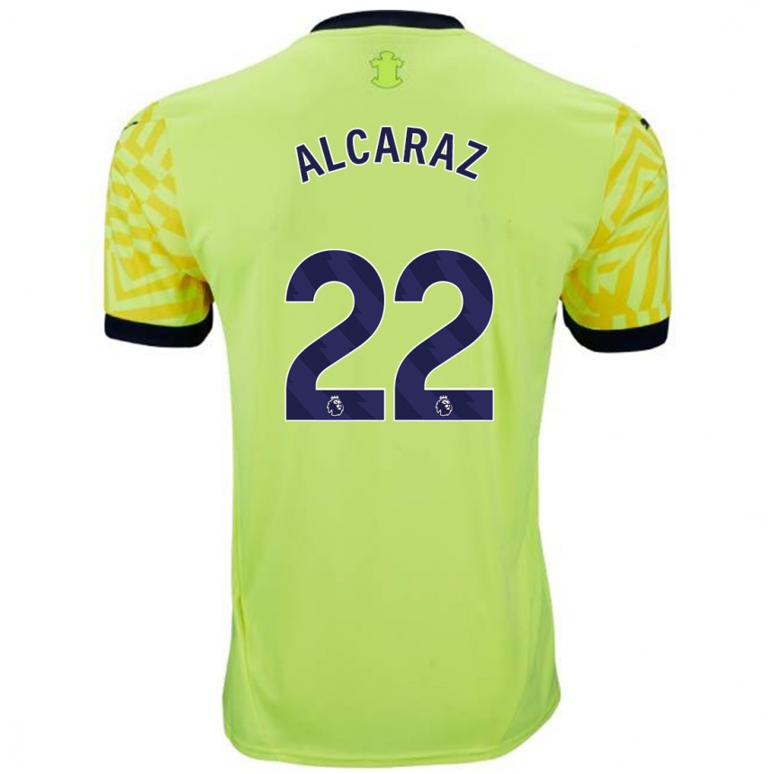 Men Football Carlos Alcaraz #22 Yellow Away Jersey 2024/25 T-Shirt Uk