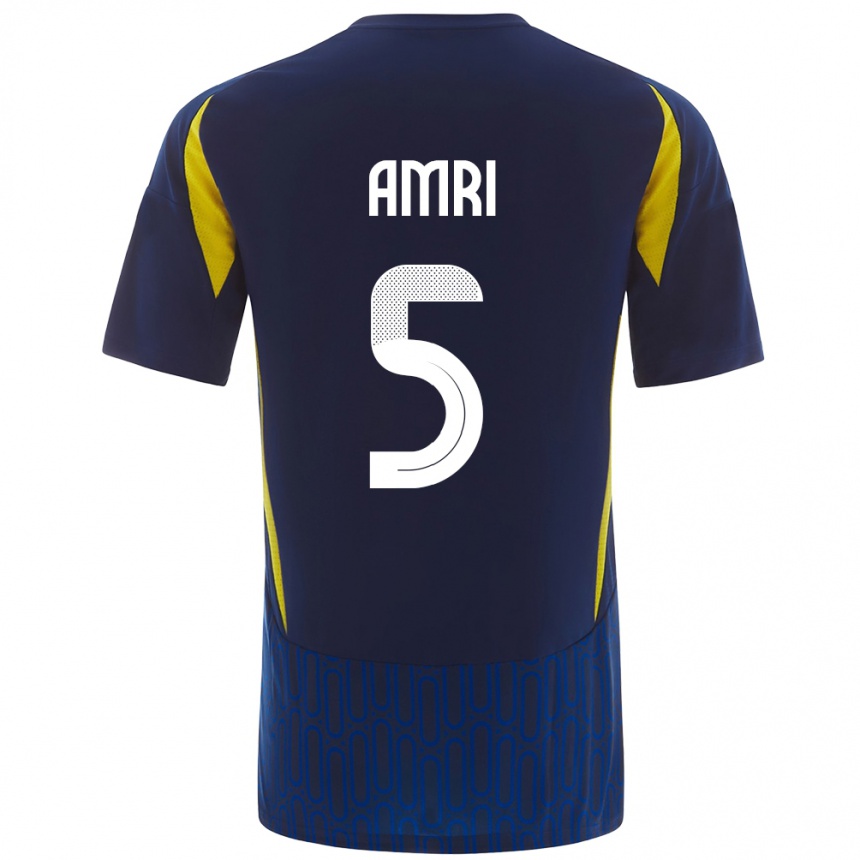 Men Football Abdulelah Al-Amri #5 Blue Yellow Away Jersey 2024/25 T-Shirt Uk