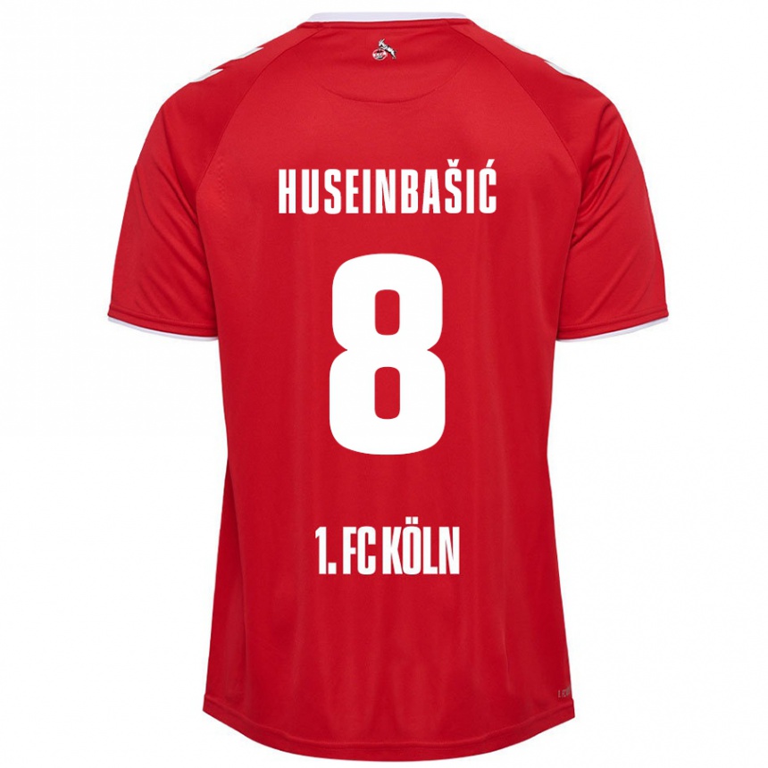 Men Football Denis Huseinbasic #8 Red White Away Jersey 2024/25 T-Shirt Uk