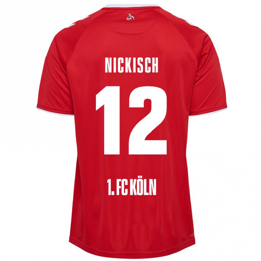 Men Football Jonas Nickisch #12 Red White Away Jersey 2024/25 T-Shirt Uk