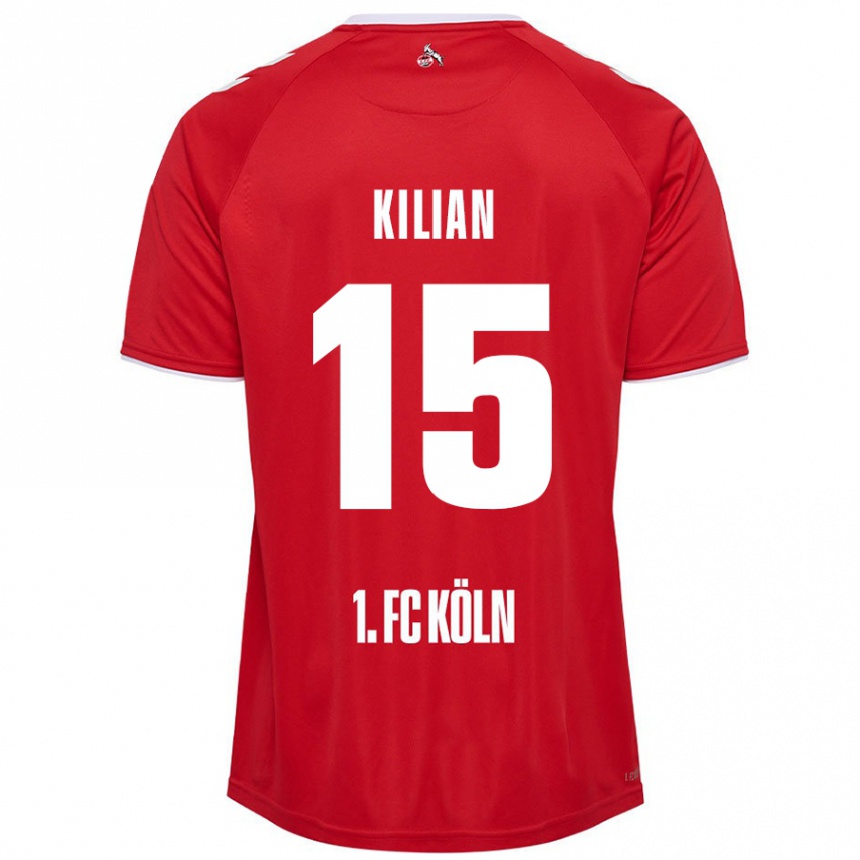 Men Football Luca Kilian #15 Red White Away Jersey 2024/25 T-Shirt Uk