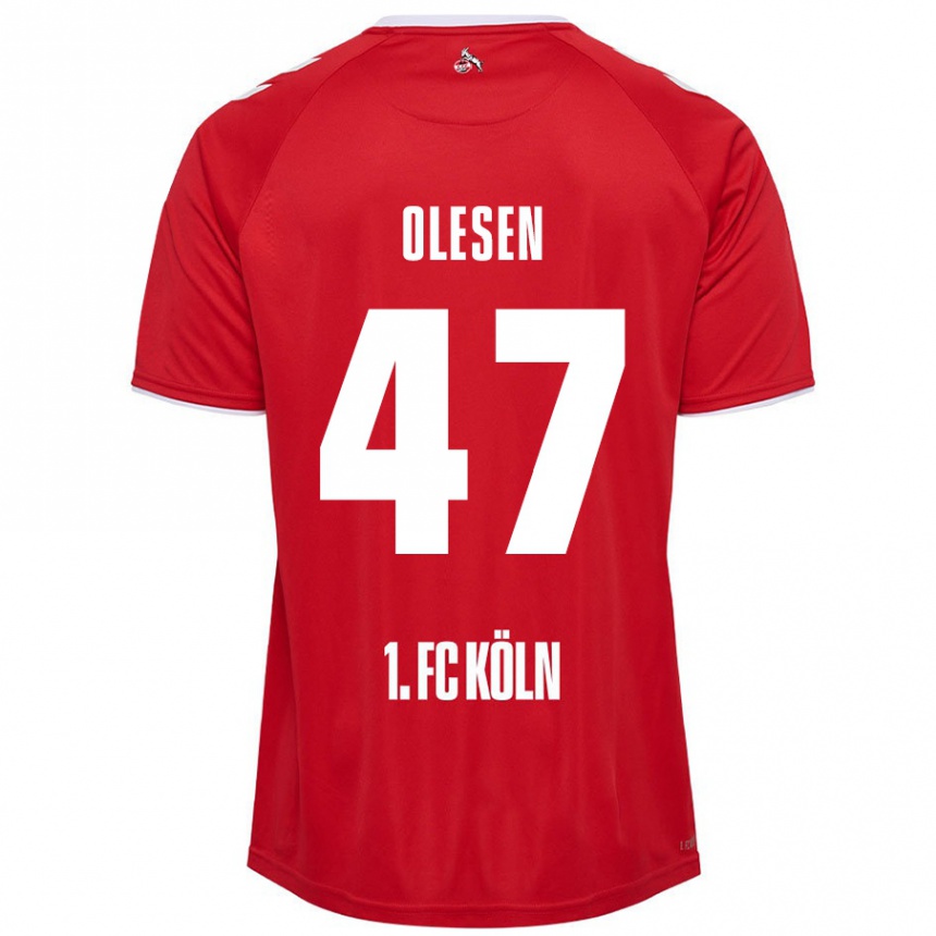 Men Football Mathias Olesen #47 Red White Away Jersey 2024/25 T-Shirt Uk