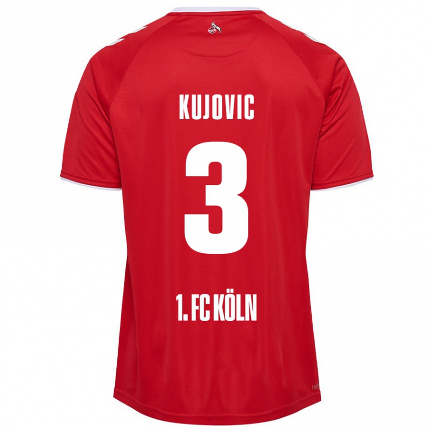 Men Football Emin Kujovic #3 Red White Away Jersey 2024/25 T-Shirt Uk