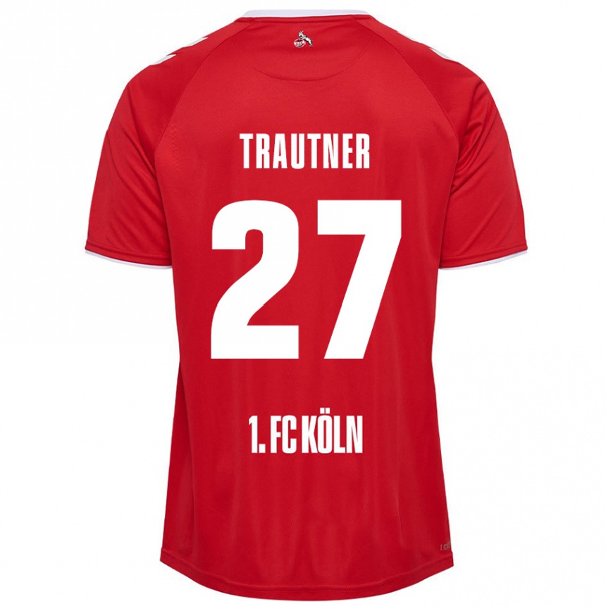 Men Football Tobias Trautner #27 Red White Away Jersey 2024/25 T-Shirt Uk