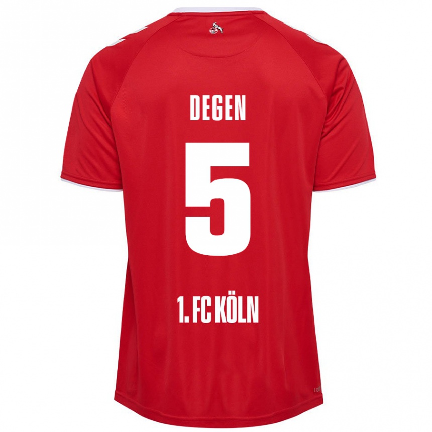 Men Football Celina Degen #5 Red White Away Jersey 2024/25 T-Shirt Uk