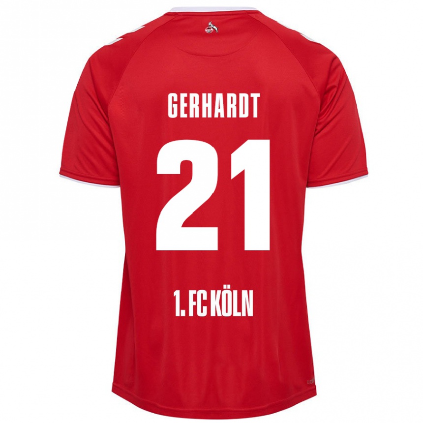 Men Football Anna Gerhardt #21 Red White Away Jersey 2024/25 T-Shirt Uk