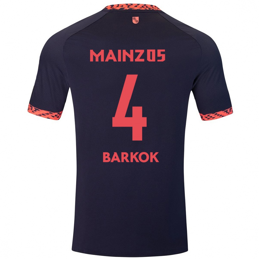 Men Football Aymen Barkok #4 Blue Coral Red Away Jersey 2024/25 T-Shirt Uk