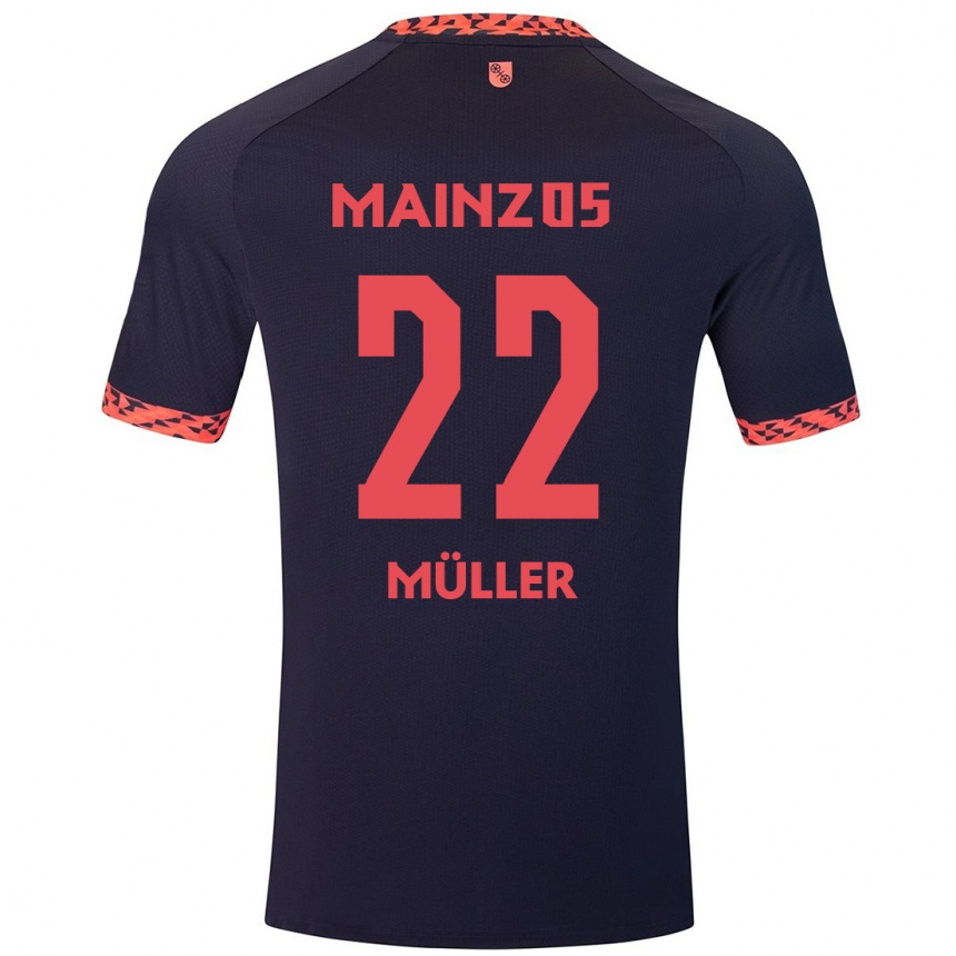 Men Football Tim Müller #22 Blue Coral Red Away Jersey 2024/25 T-Shirt Uk