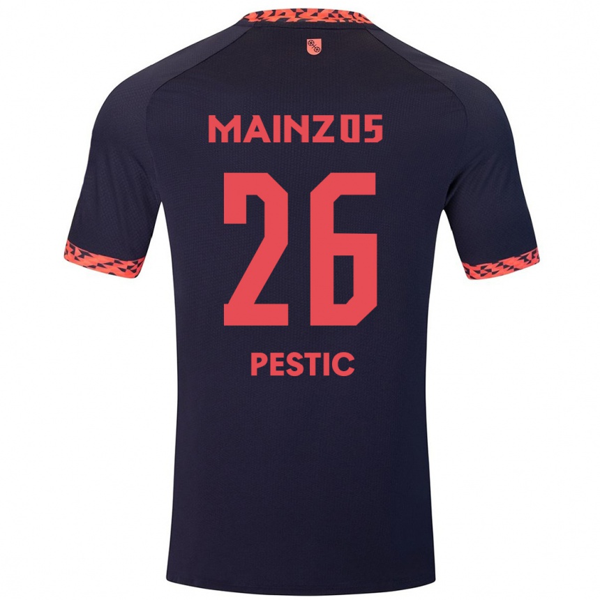 Men Football Dominik Pestic #26 Blue Coral Red Away Jersey 2024/25 T-Shirt Uk