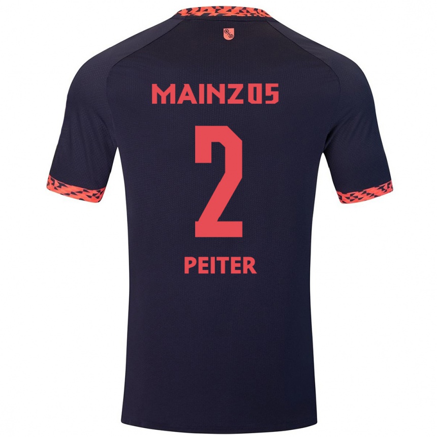 Men Football Chiara Peiter #2 Blue Coral Red Away Jersey 2024/25 T-Shirt Uk