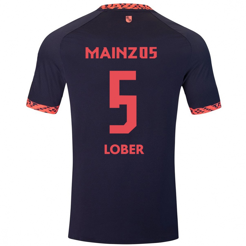 Men Football Jana Löber #5 Blue Coral Red Away Jersey 2024/25 T-Shirt Uk