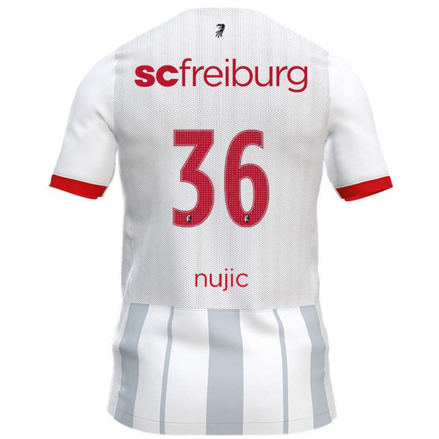 Men Football Luka Nujic #36 White Grey Away Jersey 2024/25 T-Shirt Uk