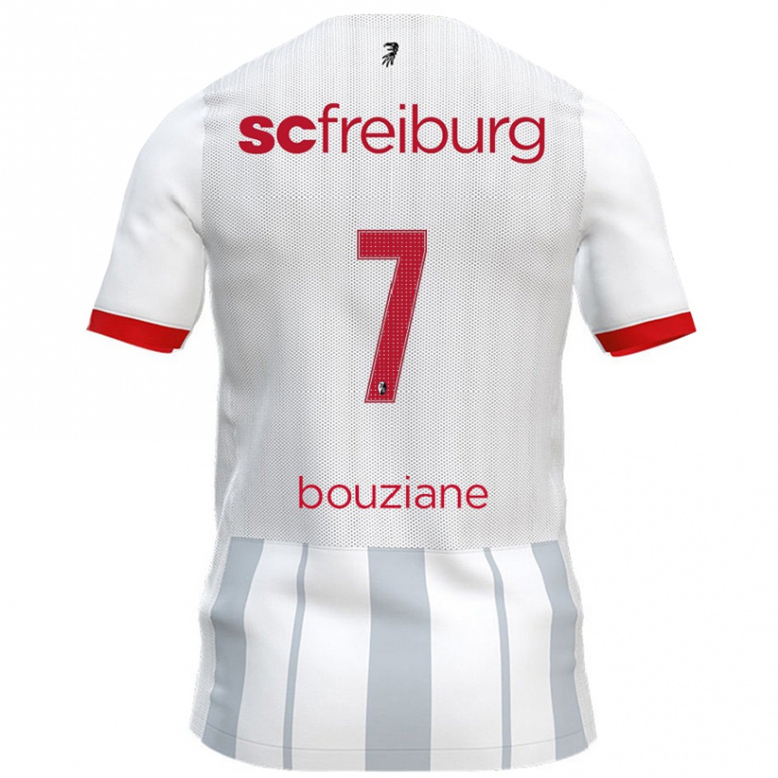 Men Football Chiara Bouziane #7 White Grey Away Jersey 2024/25 T-Shirt Uk