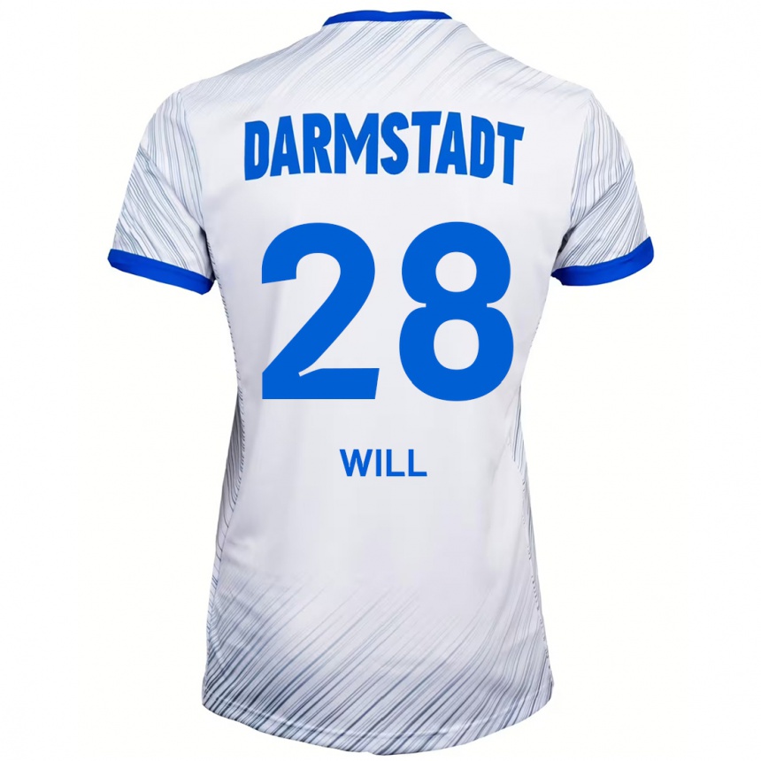 Men Football Paul Will #28 White Blue Away Jersey 2024/25 T-Shirt Uk