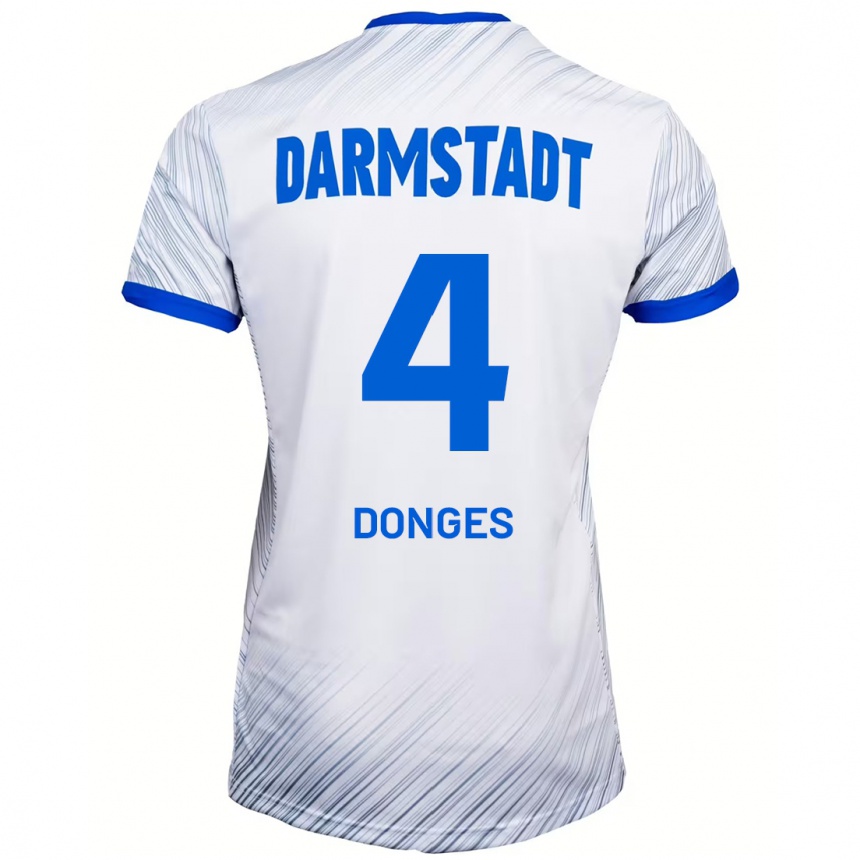 Men Football Julian Donges #4 White Blue Away Jersey 2024/25 T-Shirt Uk