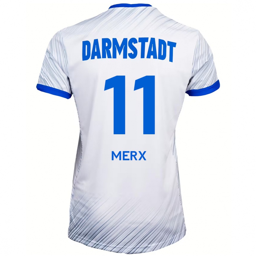 Men Football Manolo Merx #11 White Blue Away Jersey 2024/25 T-Shirt Uk