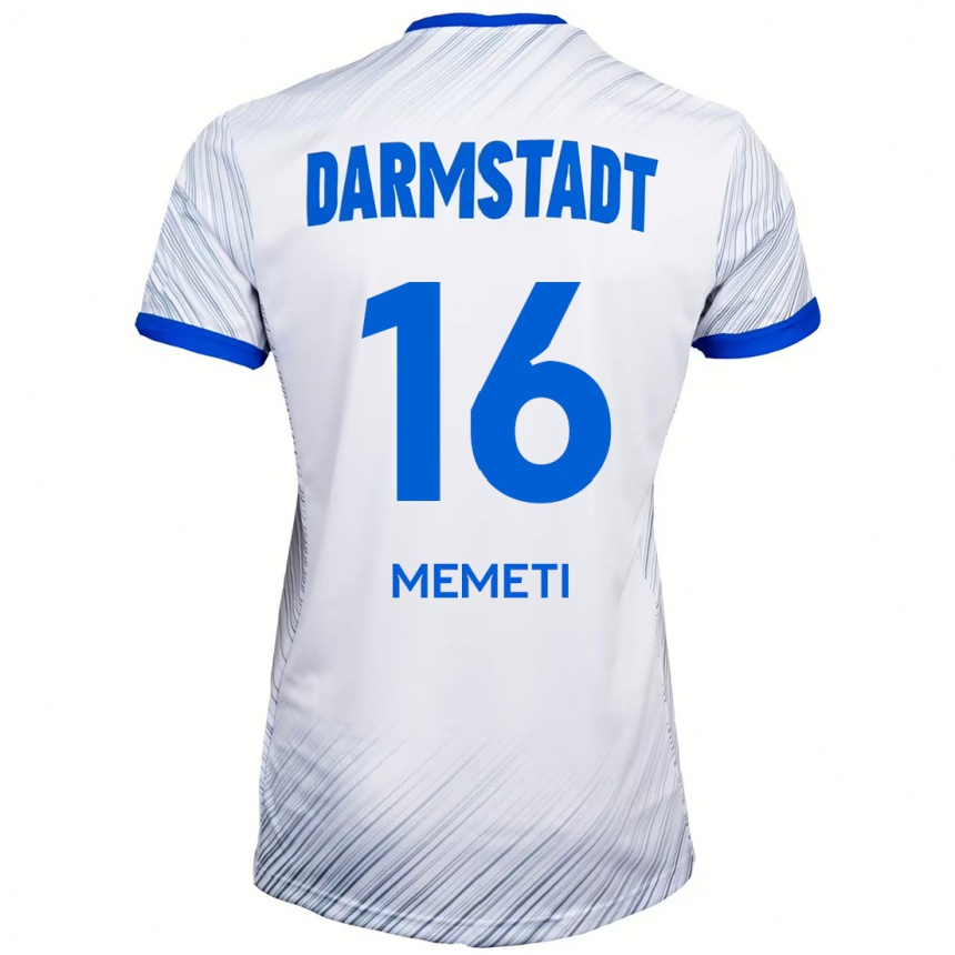 Men Football Dilon Memeti #16 White Blue Away Jersey 2024/25 T-Shirt Uk