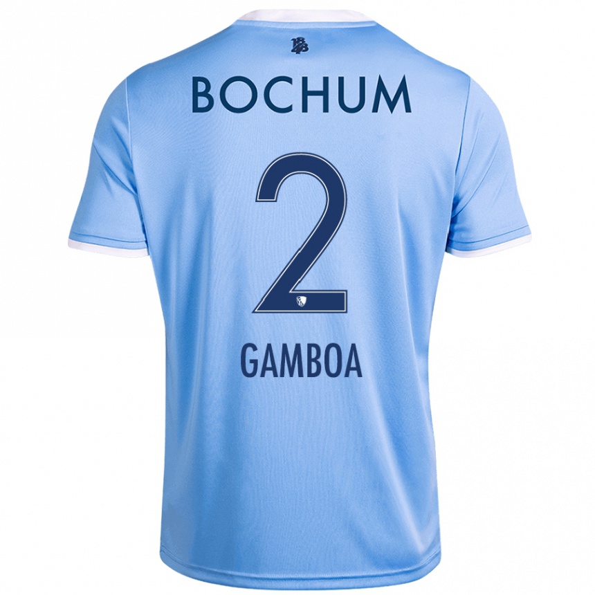 Men Football Cristian Gamboa #2 Sky Blue Away Jersey 2024/25 T-Shirt Uk