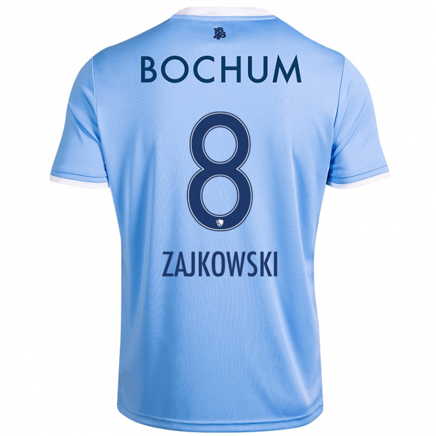 Men Football Cedric Zajkowski #8 Sky Blue Away Jersey 2024/25 T-Shirt Uk