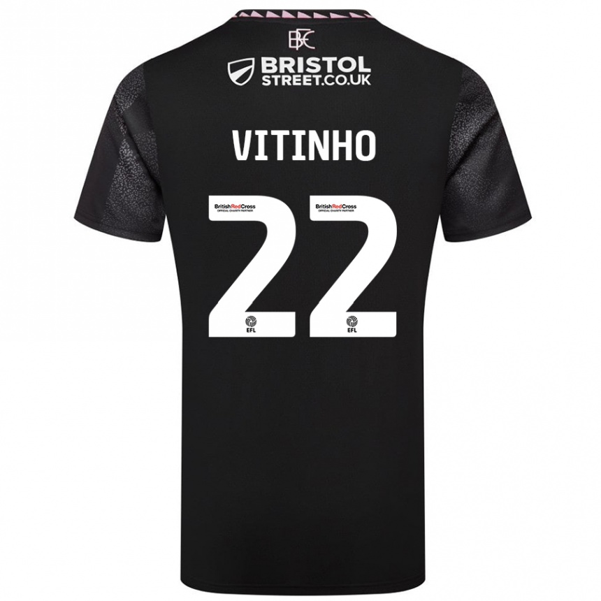 Men Football Vitinho #22 Black Away Jersey 2024/25 T-Shirt Uk