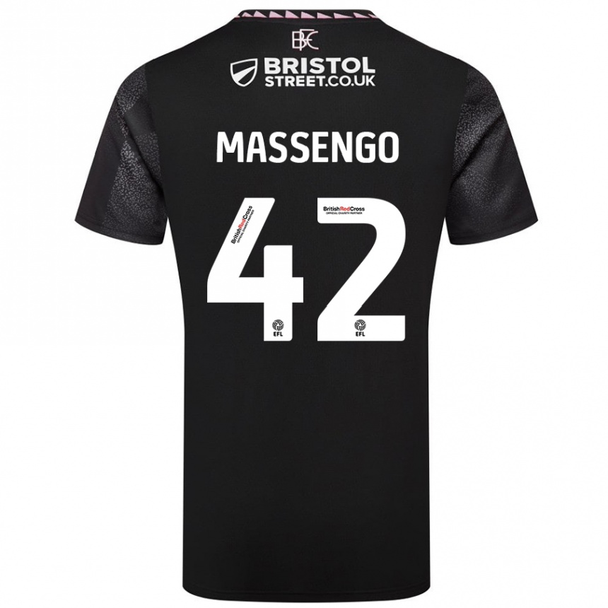 Men Football Han-Noah Massengo #42 Black Away Jersey 2024/25 T-Shirt Uk